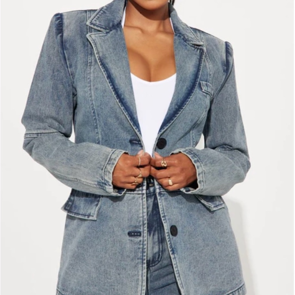 Fashion Nova Blue Denim Blazer